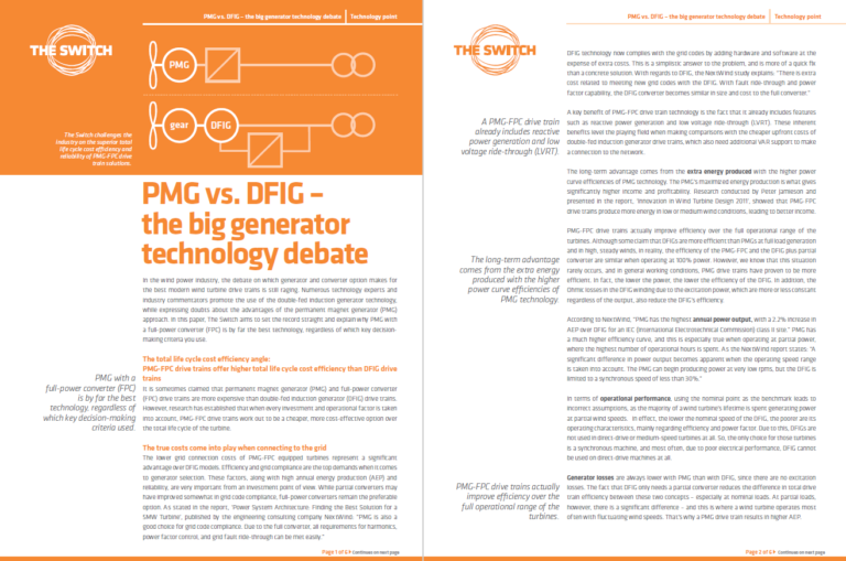 Technology point: PMG vs DFIG